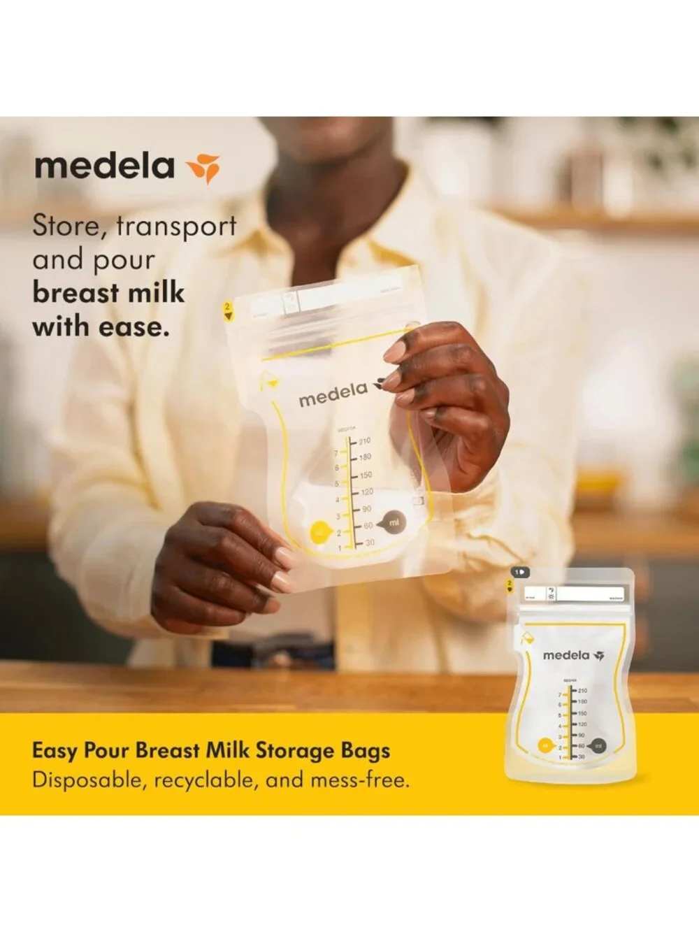 200 Count Breastmilk Storage Bags - 7oz Leakproof, Fast Freeze, BPA Free